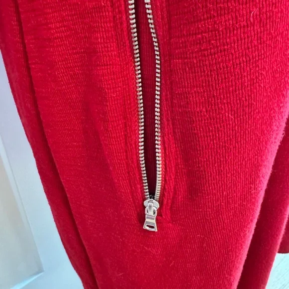 GAP Red Long Sleeve Knit Dress with Silver Zipper Pockets - Picture 6 of 12